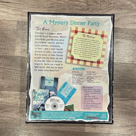 University Games Murder Mystery Adult Party Game A Murder on the Grill NEW - Picture 2 of 2
